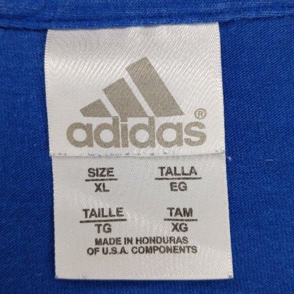 Adidas KU Athletics Kansas Football Mens XL Short Sleeve T Shirt Blue NCAA - Picture 6 of 6